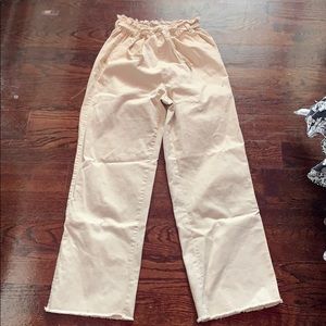 Cream flare pants with scrunch top